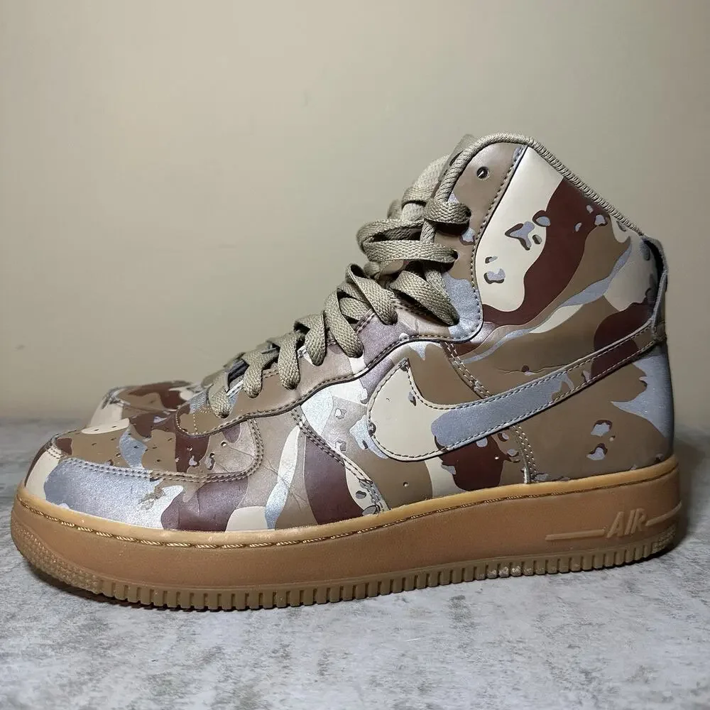 NIKE AIR FORCE 1 HIGH BY YOU ID 3M REFLECTIVE DESERT CAMO SZ 10 RARE